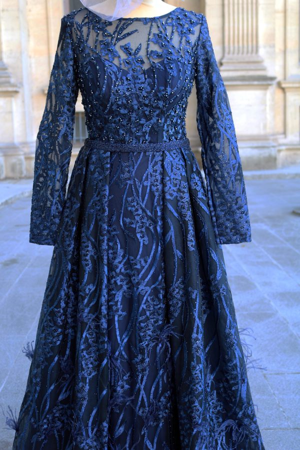 Bordeaux Grace – Full Sleeve Embroidered Evening Gown - TL-56 - Image 18