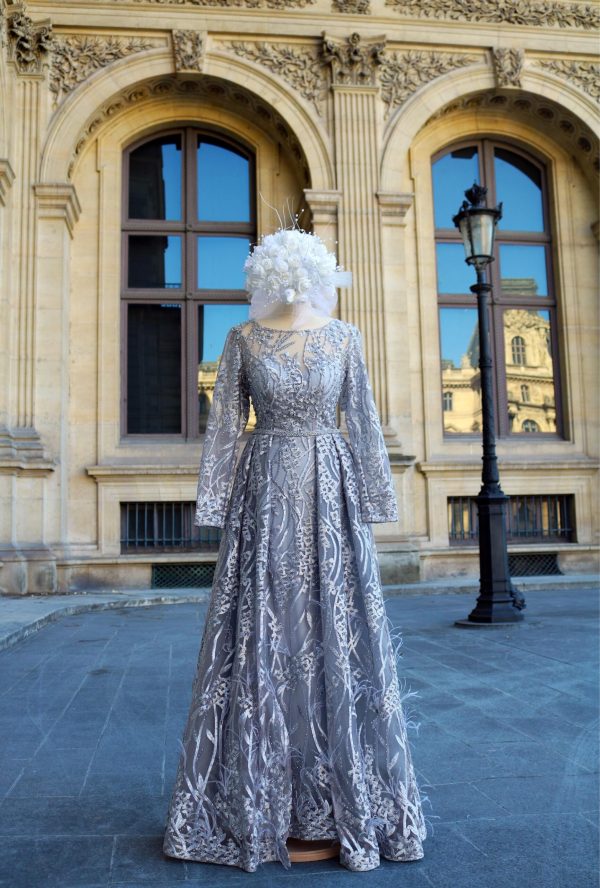 Bordeaux Grace – Full Sleeve Embroidered Evening Gown - TL-56 - Image 16