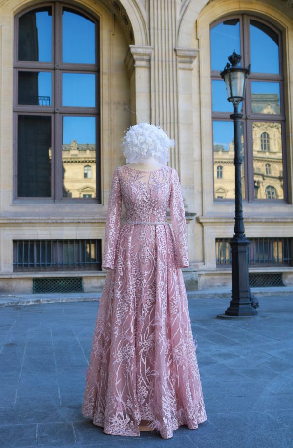 Bordeaux Grace – Full Sleeve Embroidered Evening Gown - TL-56 - Image 7