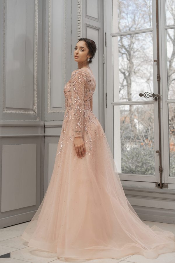 Elegant Flowing Evening Gown – Ref. 6563 - Image 5