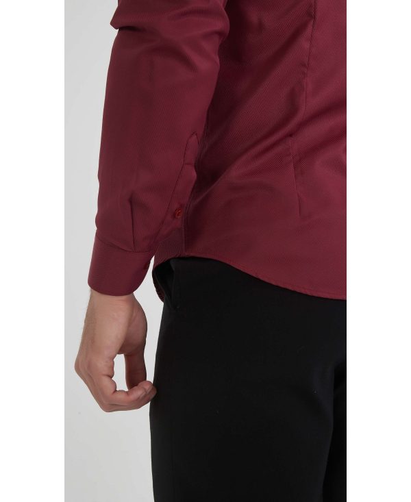 Tone on tone stripes shirt - Burgundy - Image 2