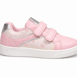 Girls Pink Glitter Velcro Sneakers