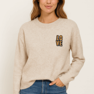 love embroidered soft knit sweater – women