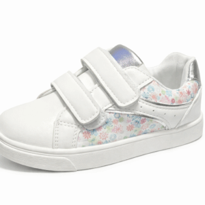 girls white floral velcro sneakers
