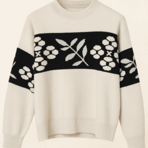 floral band knit sweater