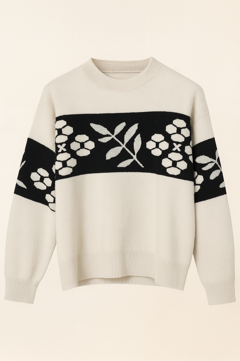 floral band knit sweater
