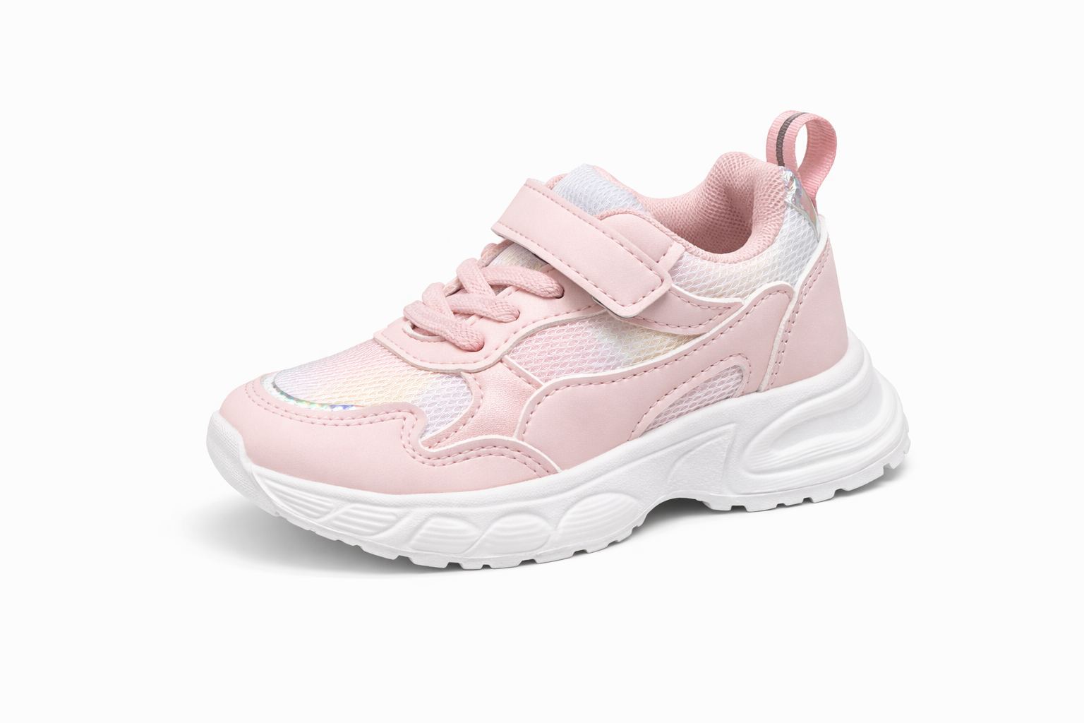 girls pink chunky sneakers with velcro strap – comfortable kids shoes