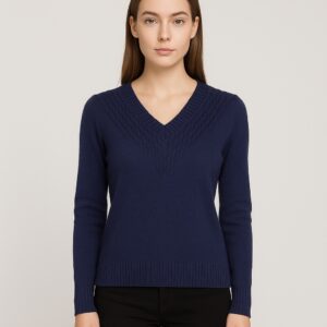 women’s elegant v neck patterned knit sweater