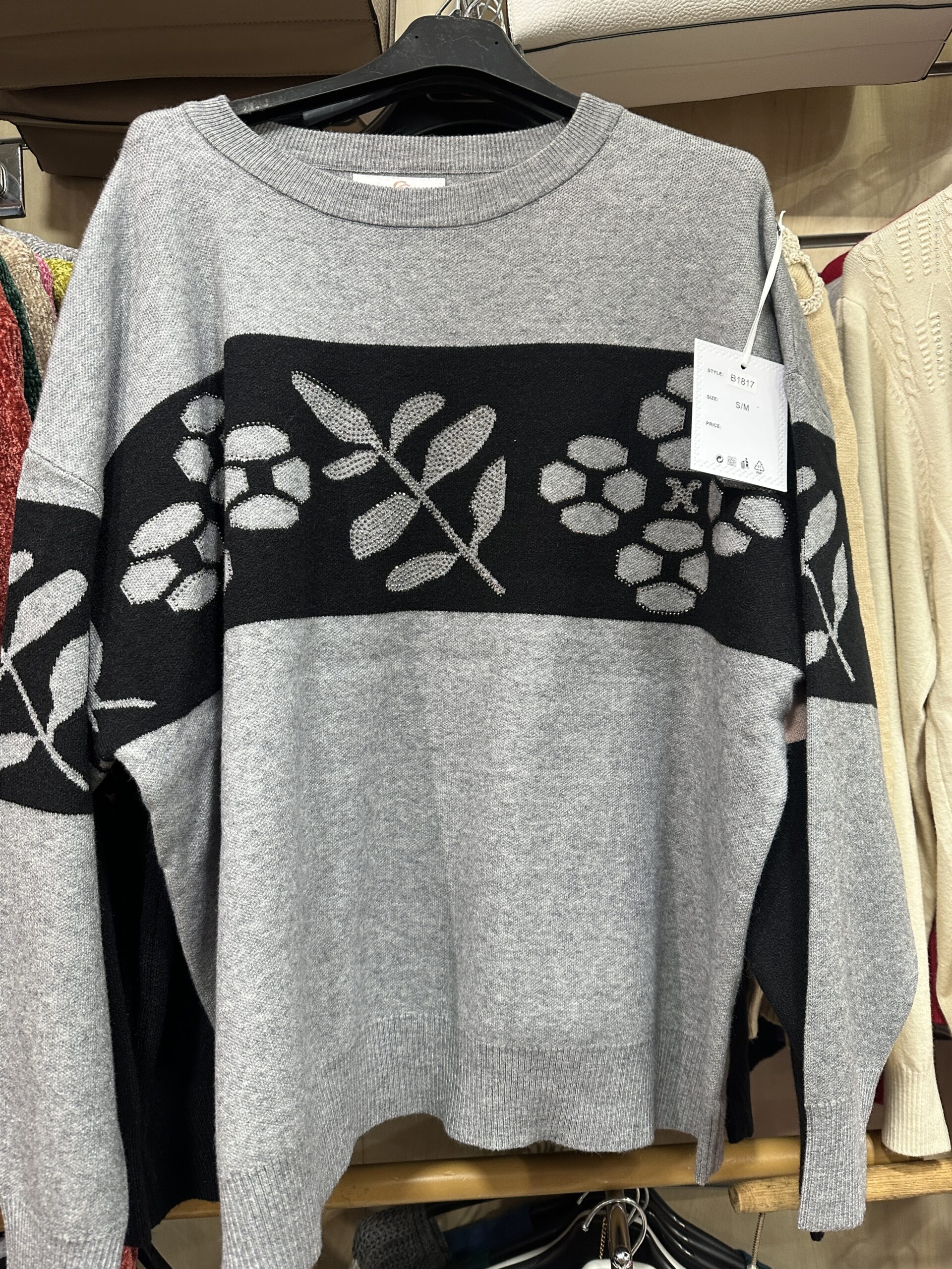 floral band knit sweater