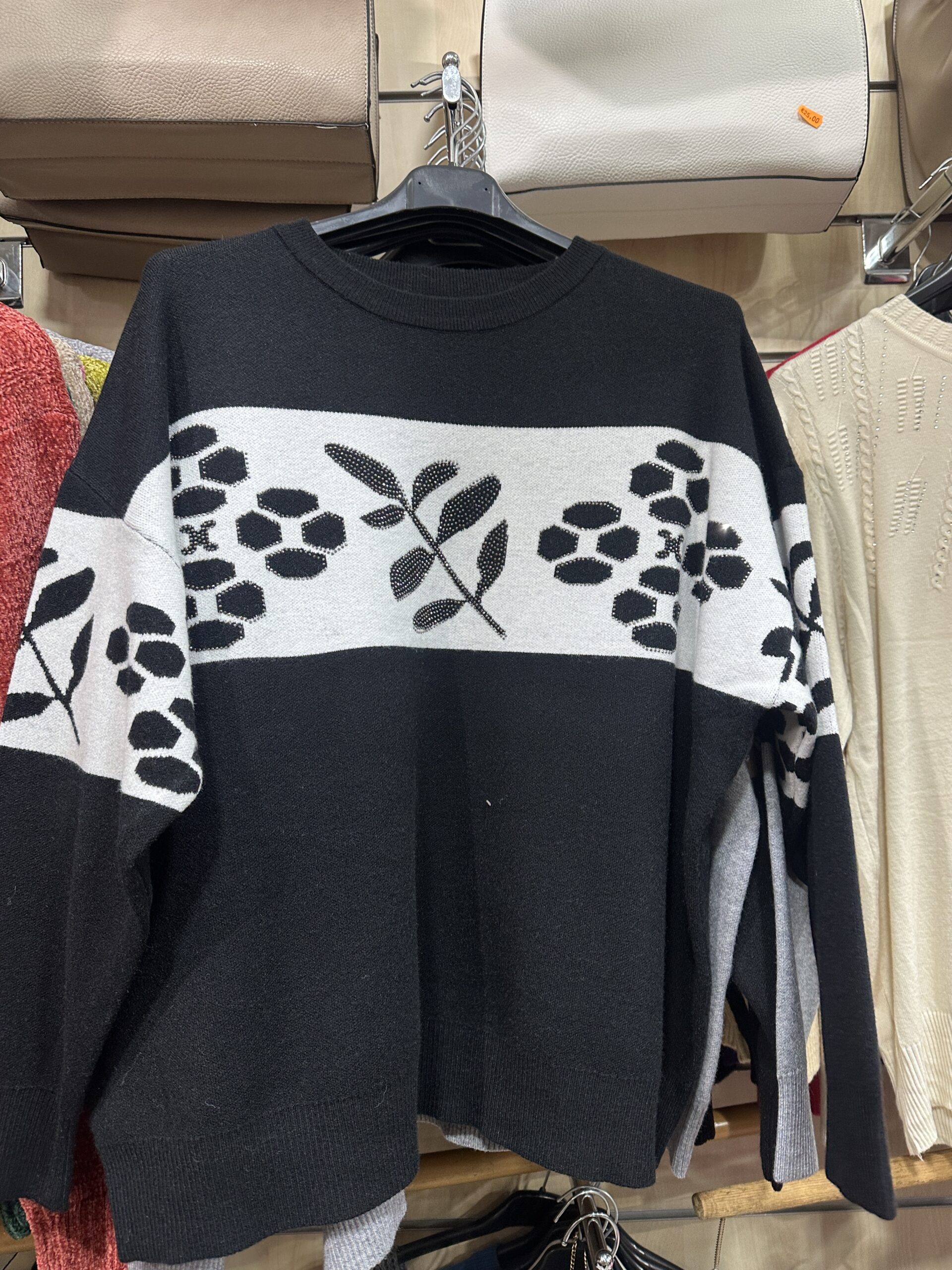 floral band knit sweater