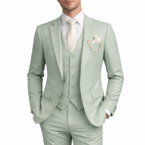 Chiq Mode Premium Mint Green 3-Piece Men’s Suit – Wedding & Formal Wear
