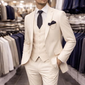 luxury cream 3 piece men’s suit – wedding & formal wear | chiq mode brussels